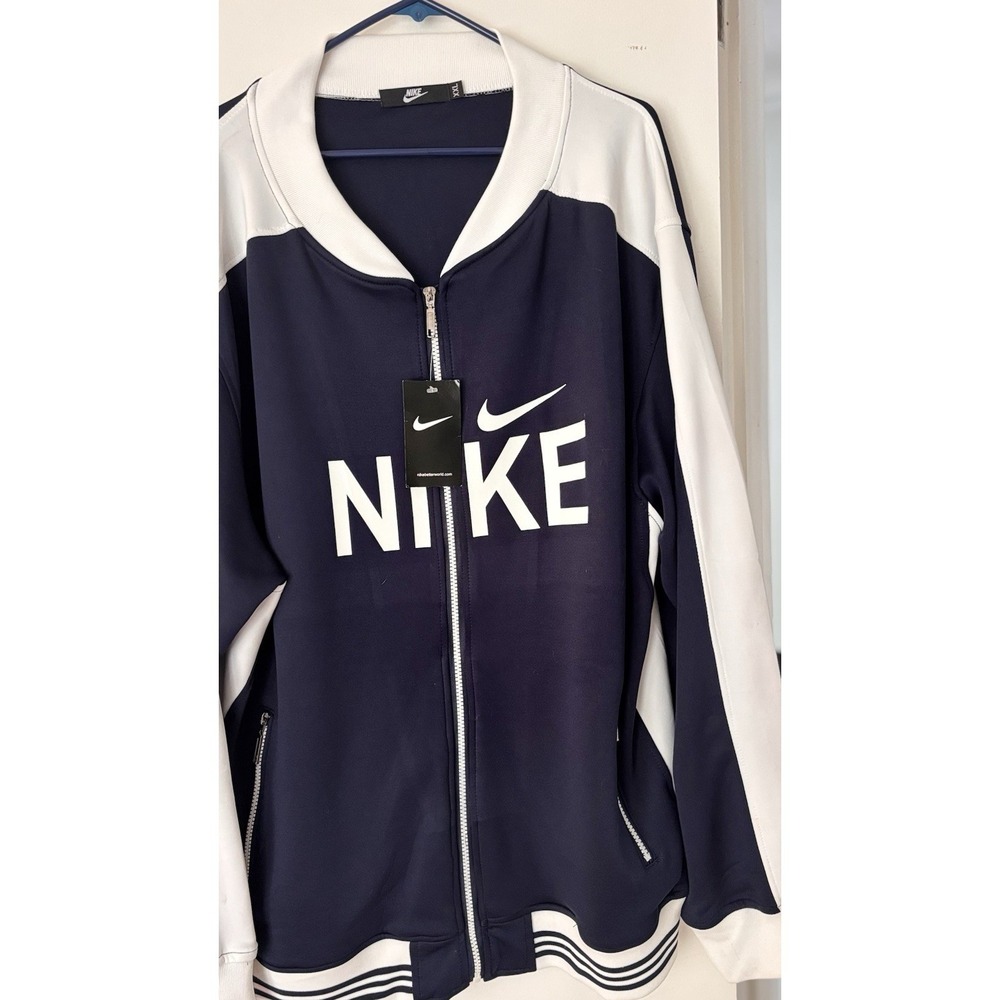 Nike Full Zip Basketball Warm-Up Track Athletic Jacket Mens XXL Blue/White NWT